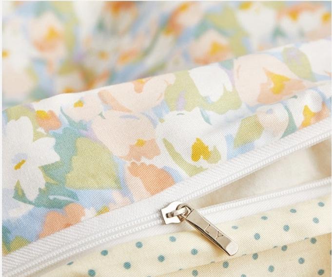 Cotton Floral Print Pastel Yellow Bedding Set