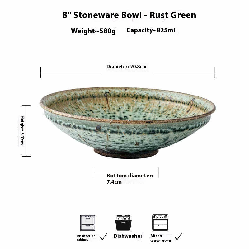 Green Color Glazed Stoneware Bowl