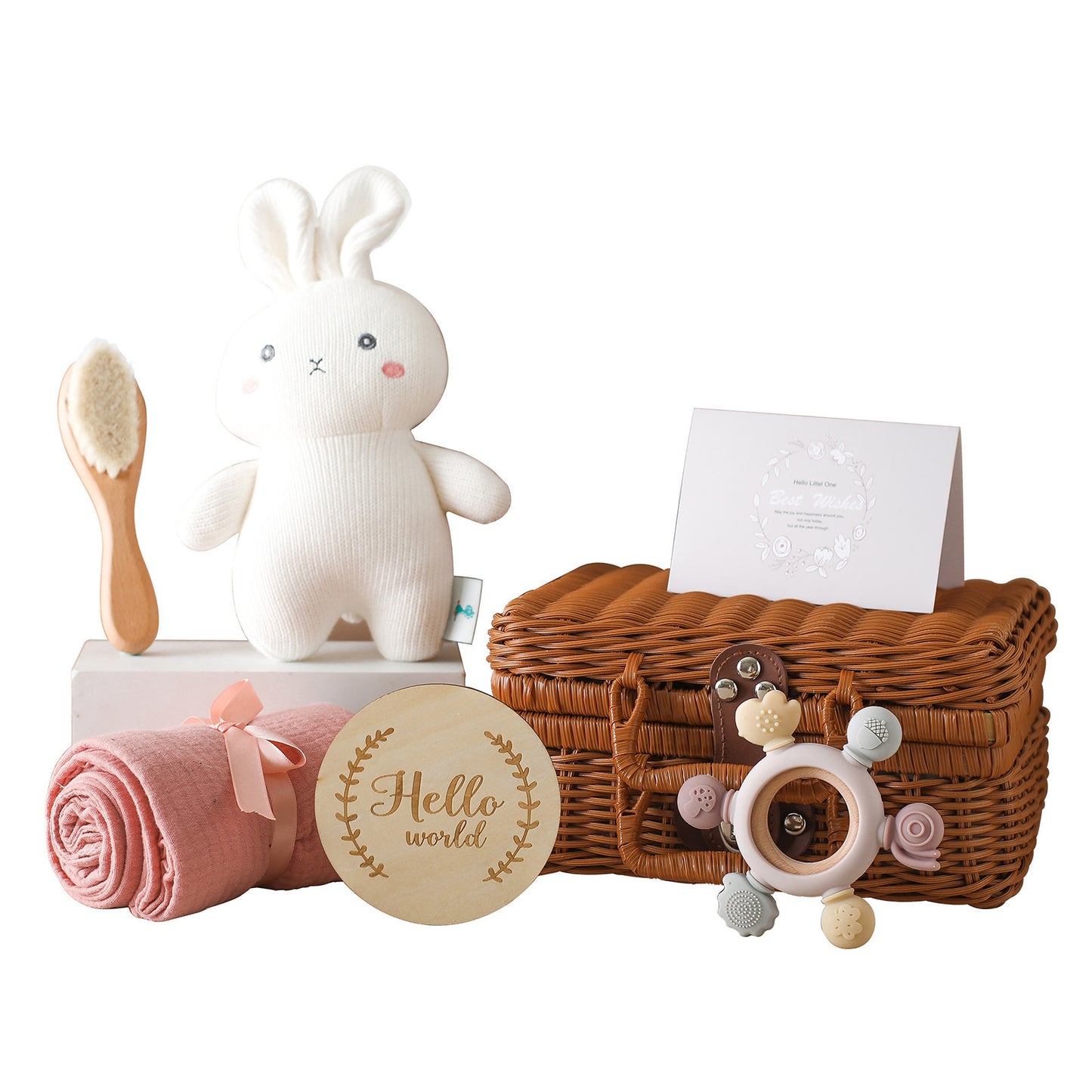 Baby Gift Set With Rattan Case