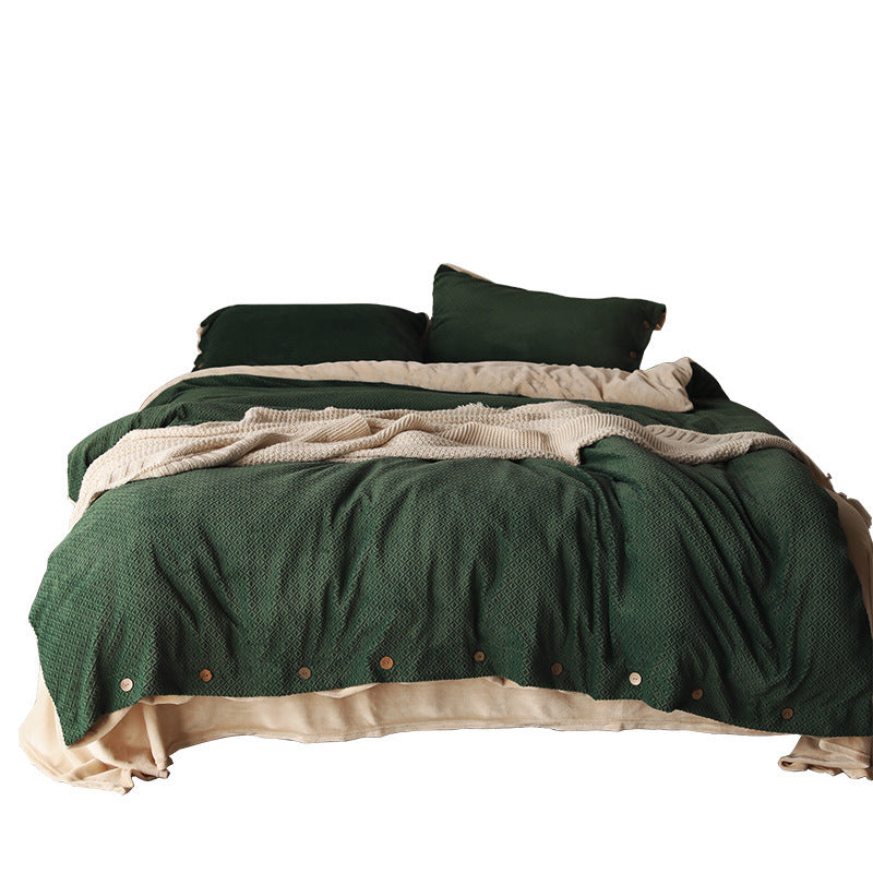 Jacquard Microfiber Warm 4 Piece Bedding Set