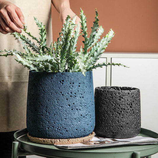 Volcanic Rock Effect Flower Pot