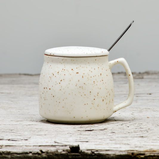 Anna Ceramic Mug With Lid And Spoon