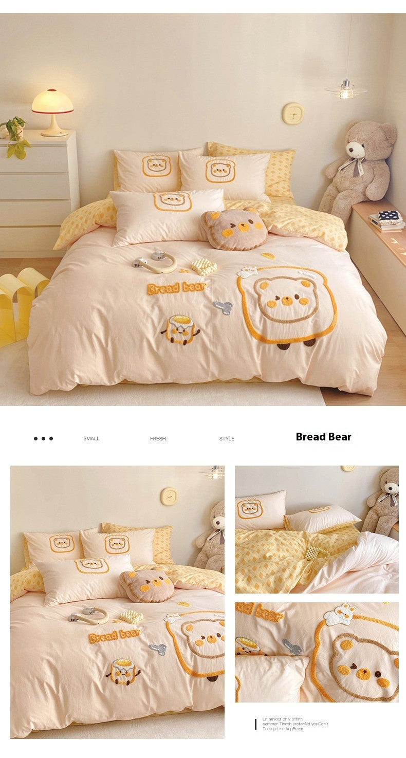 Washed Cotton Embroidered Bedding Set