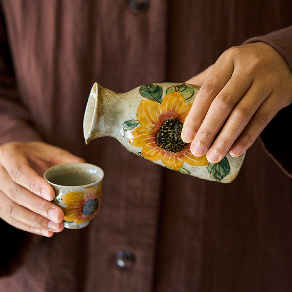 Hand Drawn Sunflower Ceramic Tea Set