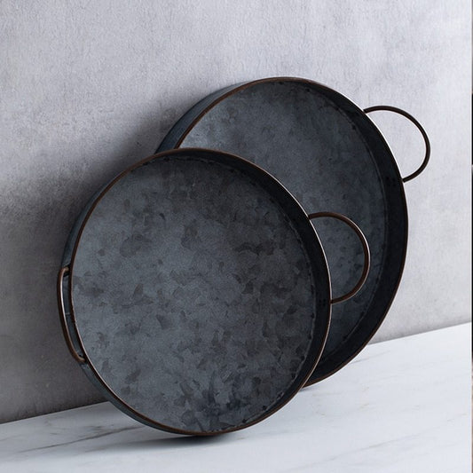 Set of 2 Handmade Round Iron Tray