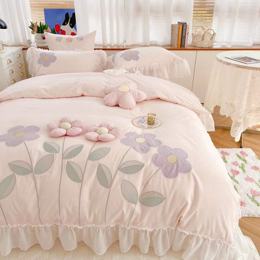 Bloom 3D Embroidery Cotton Bedding Set