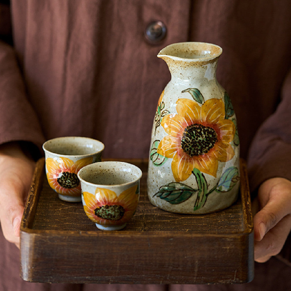 Hand Drawn Sunflower Ceramic Tea Set