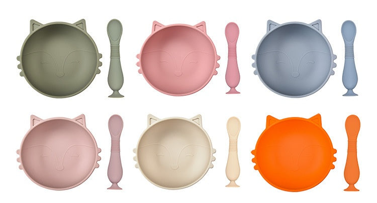 Fox Silicone Bowl and Spoon Set