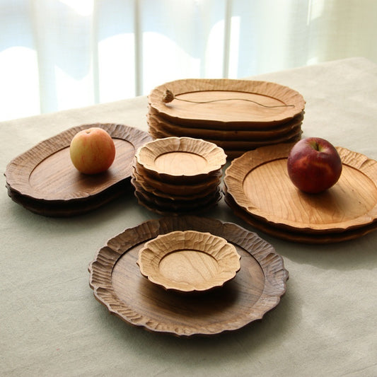 Handcarved Japanese Wooden Plates