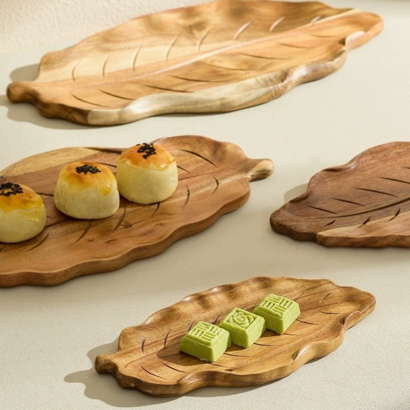 Leaf Acacia Wood Serving Tray