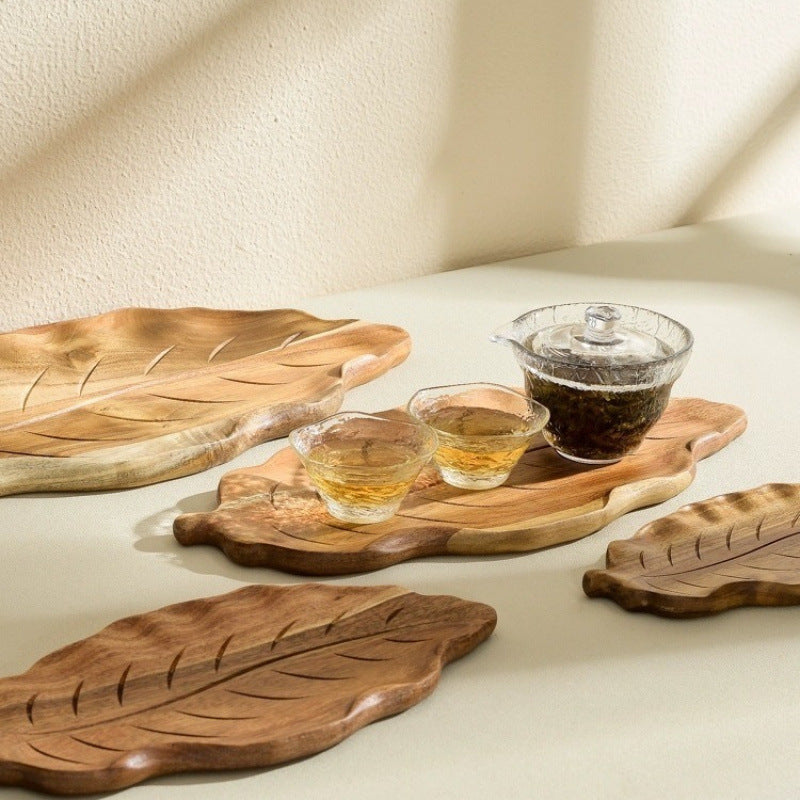 Leaf Acacia Wood Serving Tray