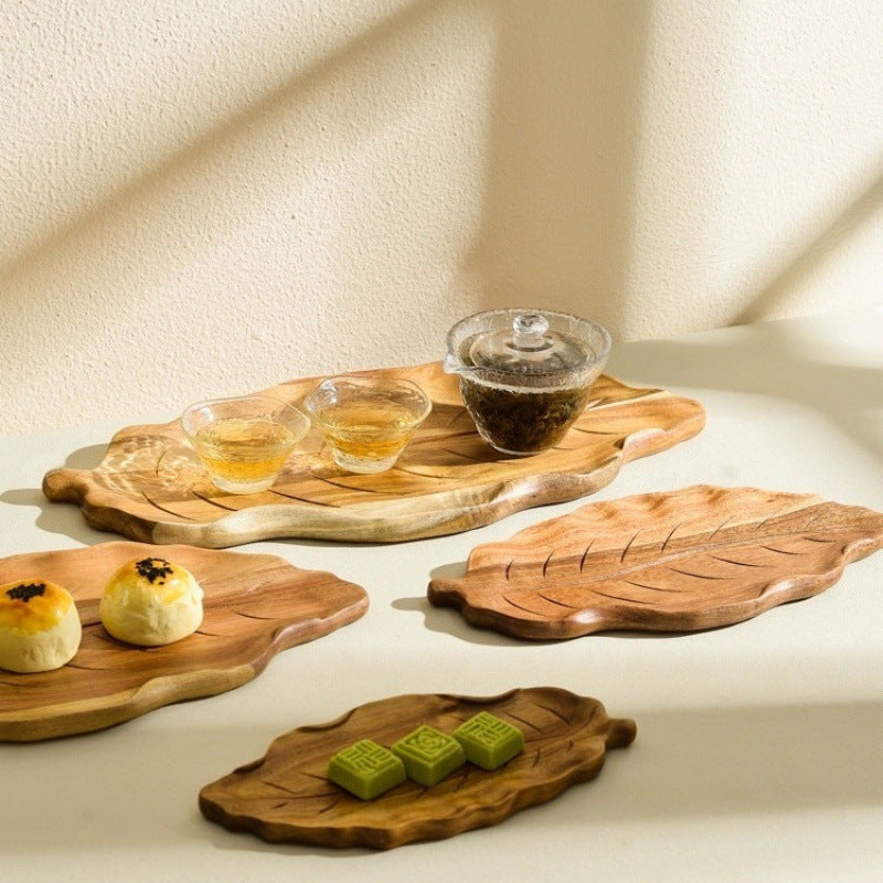 Leaf Acacia Wood Serving Tray