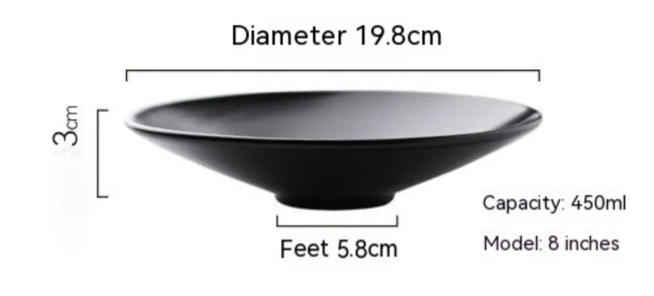 Black Minimalist Shallow Bowl