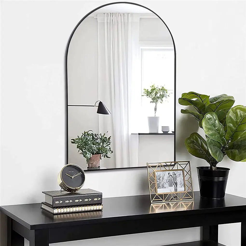 Black Arched Aluminum Frame Mirror