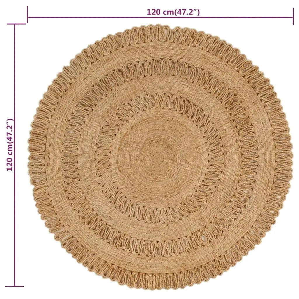 Natural Hand-Braided Round Jute Rug