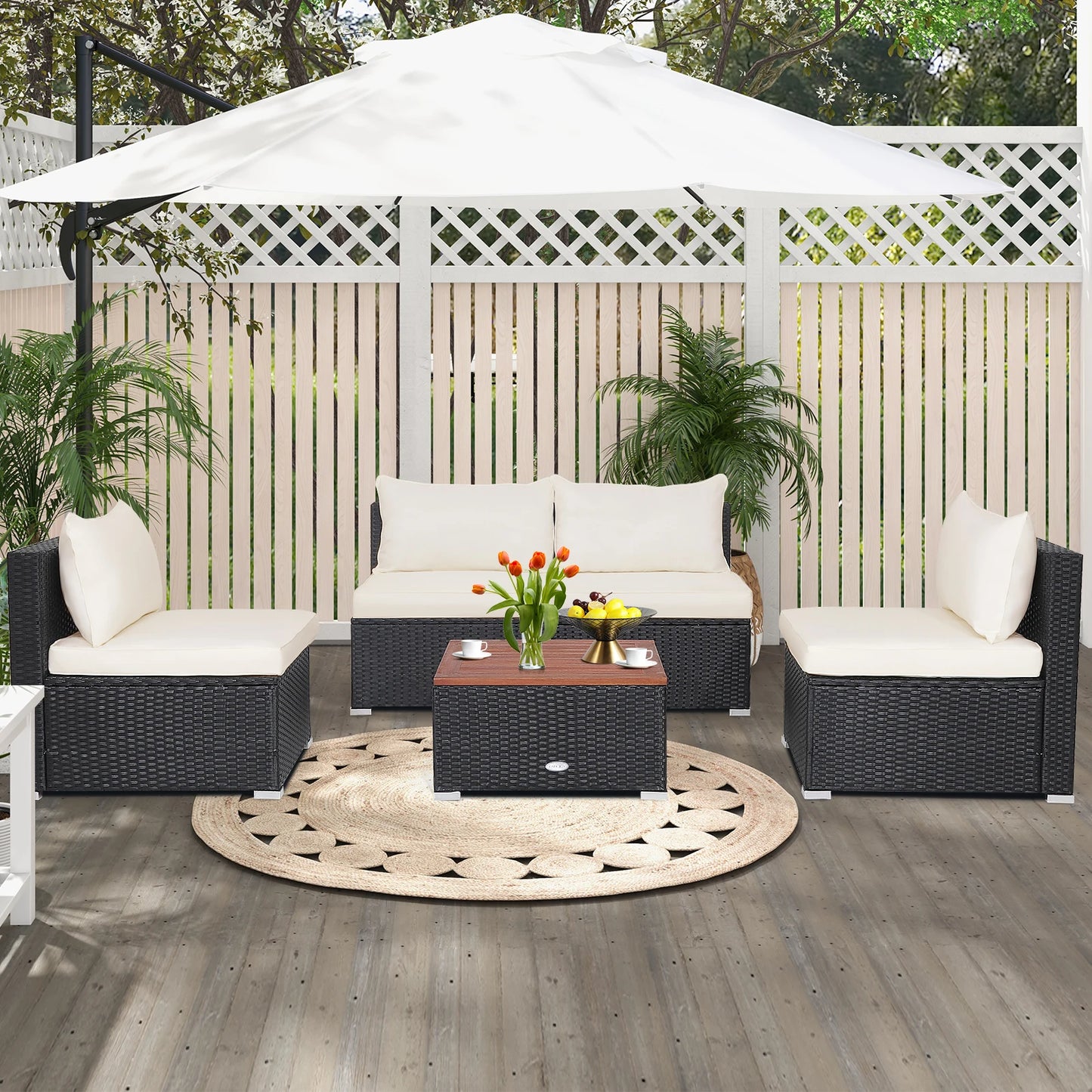 5-Piece Wicker Outdoor Patio Furniture Set