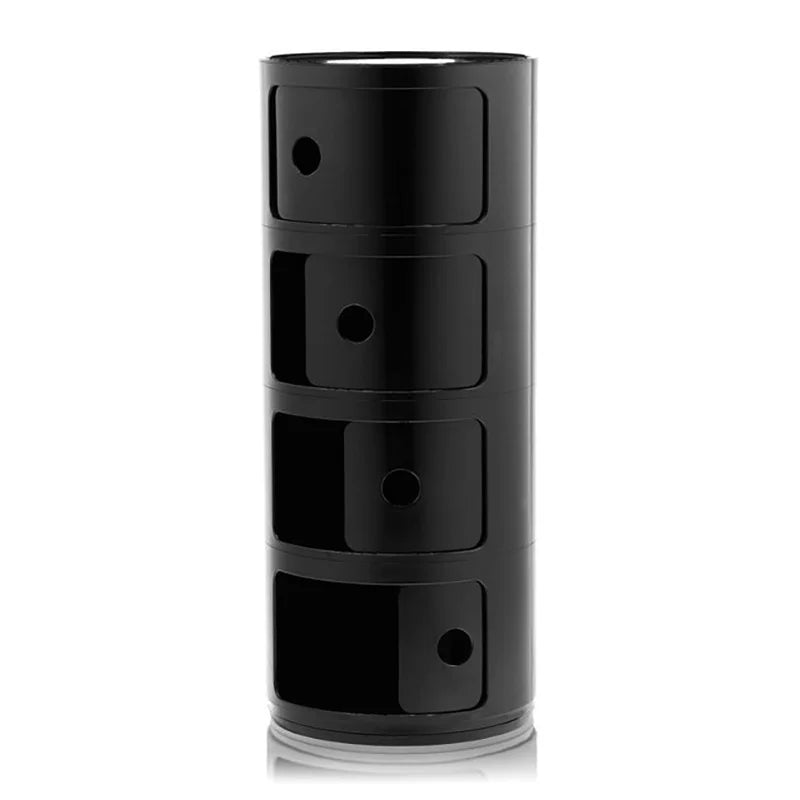 Black Cylindrical 4Tier Storage Unit