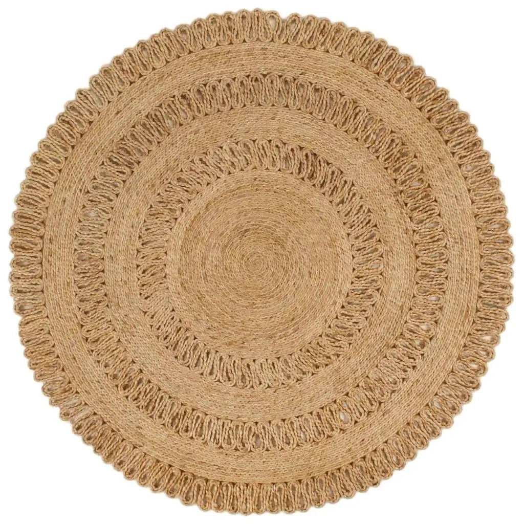 Natural Hand-Braided Round Jute Rug