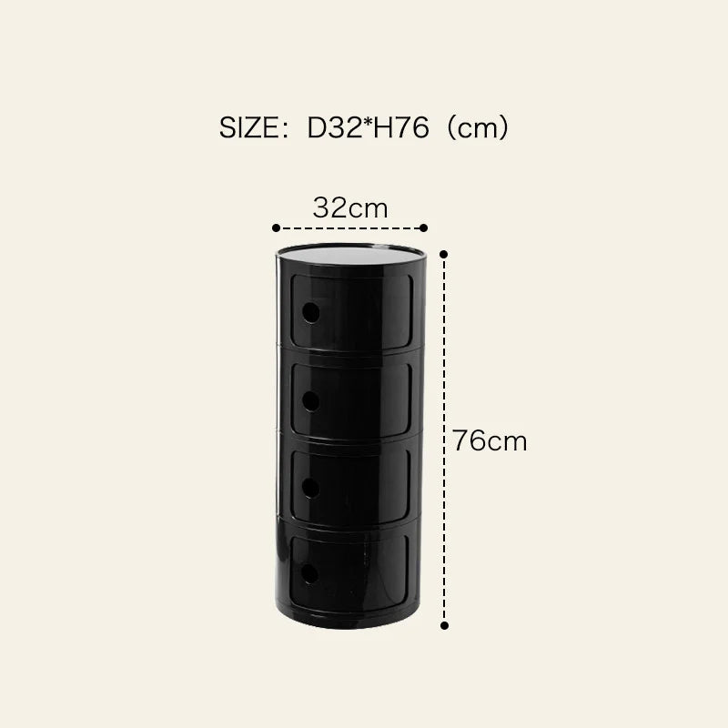 Black Cylindrical 4Tier Storage Unit