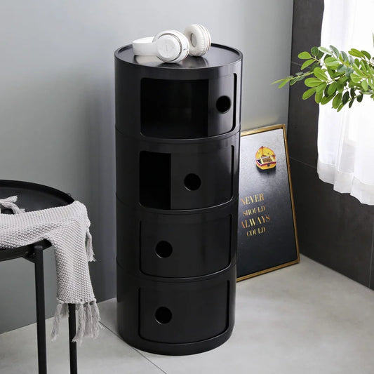 Black Cylindrical 4Tier Storage Unit