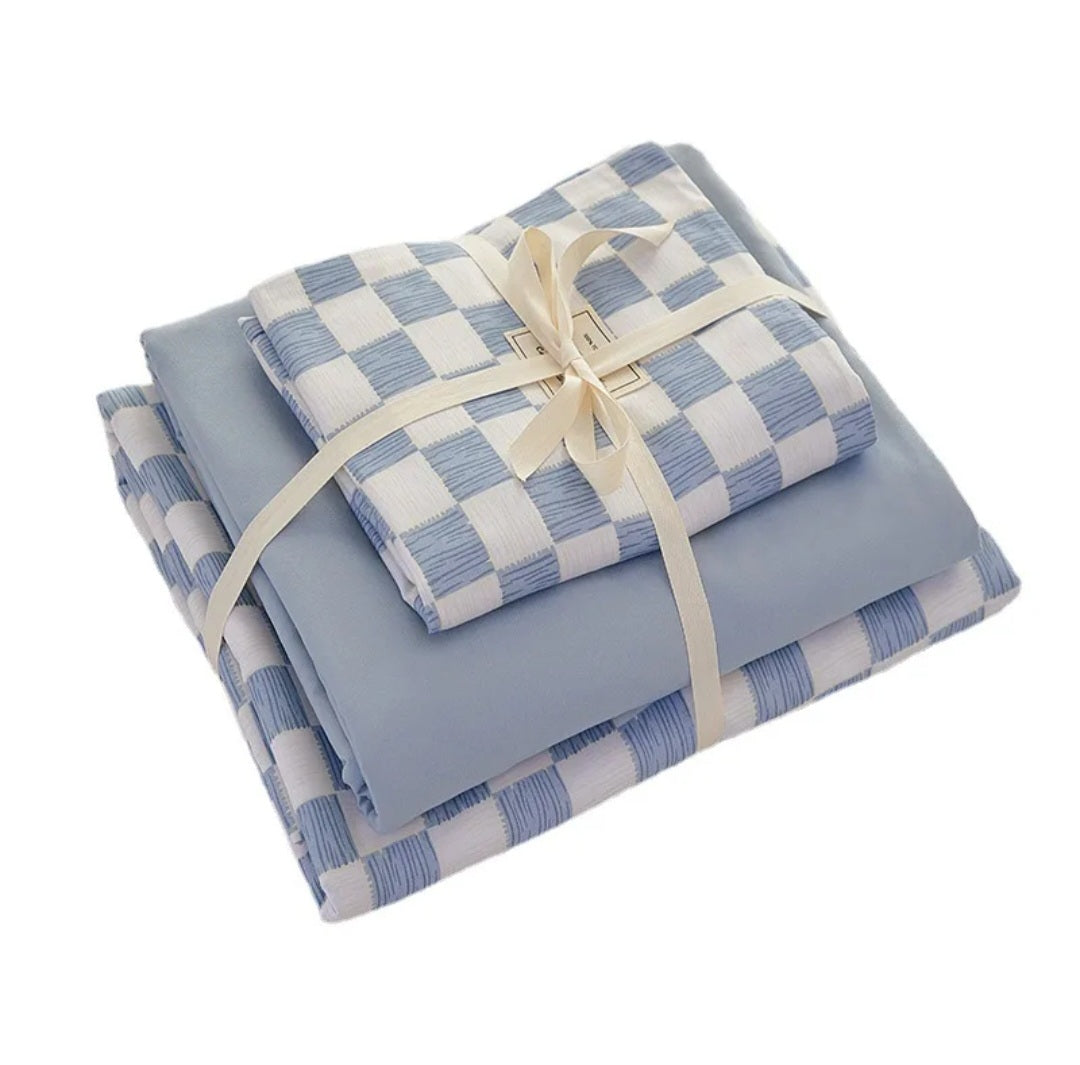 Washed Cotton Plaid Bedding Set