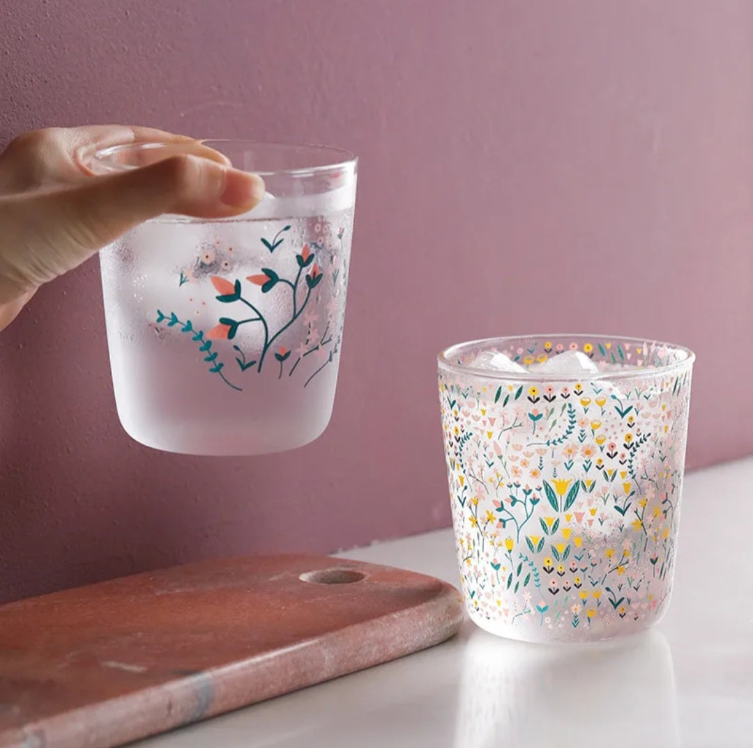 Ditsy Printed Glass Cup