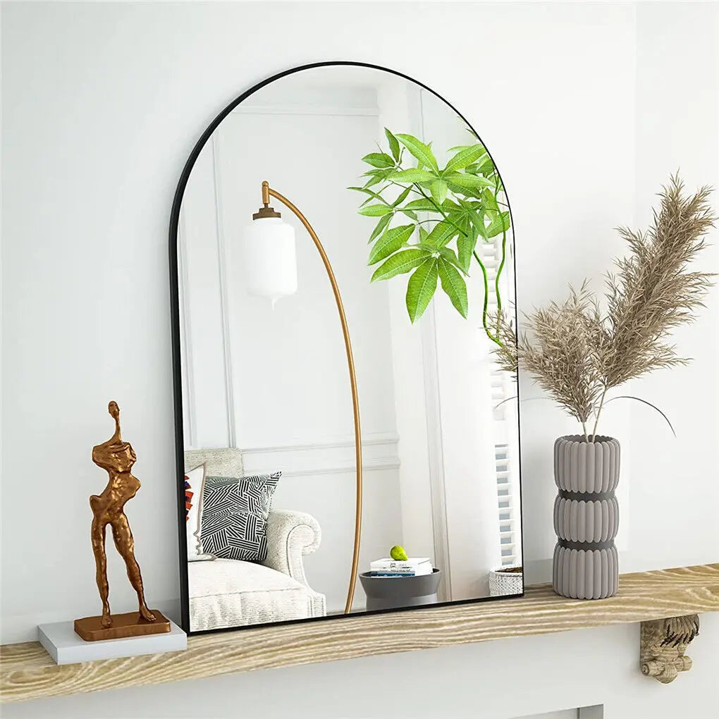 Black Arched Aluminum Frame Mirror