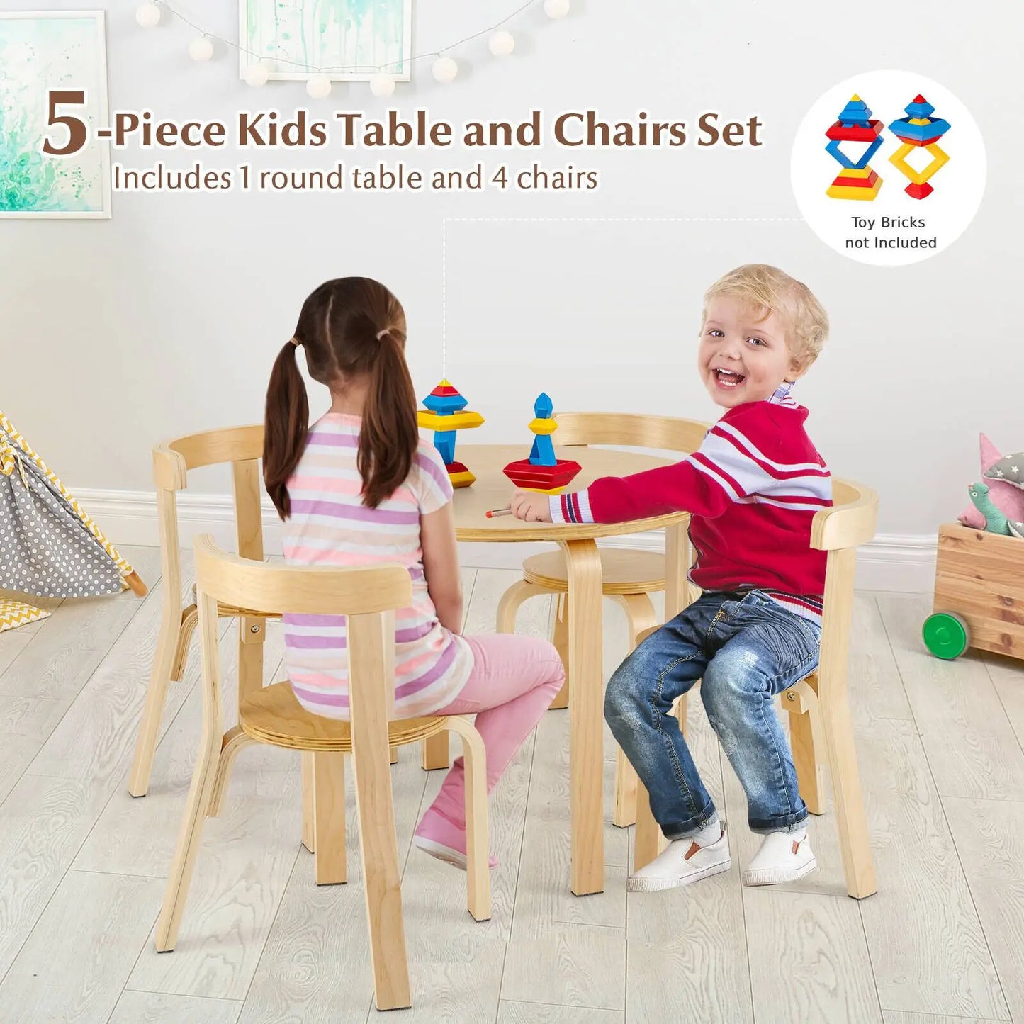 Birch 5-Piece Kids Table & Chair Set