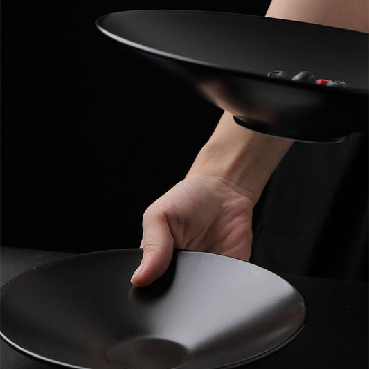 Black Minimalist Shallow Bowl