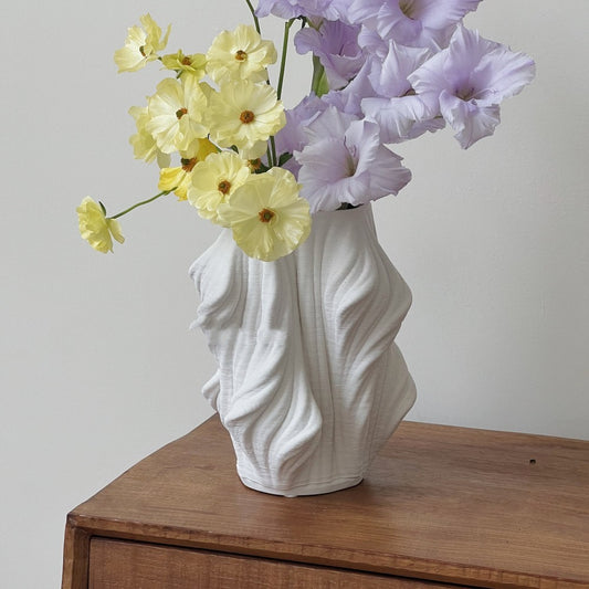 3D Printed White Ceramic Vase