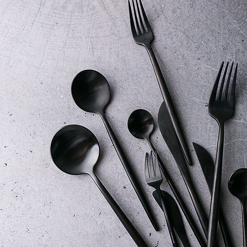 Black Stainless Steel Cutlery Set of 60