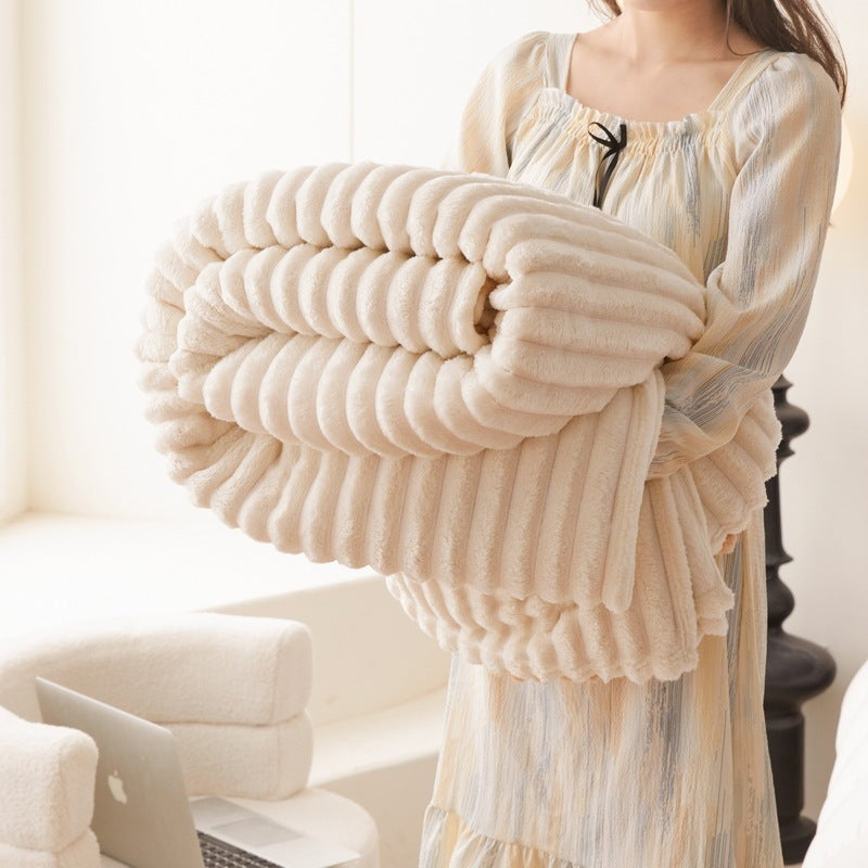 Plush Ripple Double-sided Cream blanket