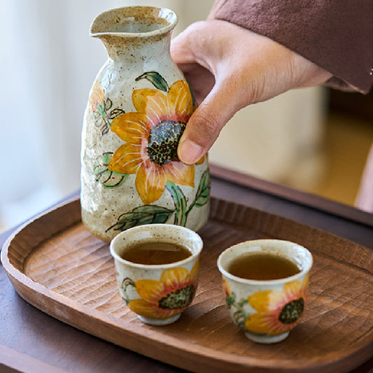 Hand Drawn Sunflower Ceramic Tea Set