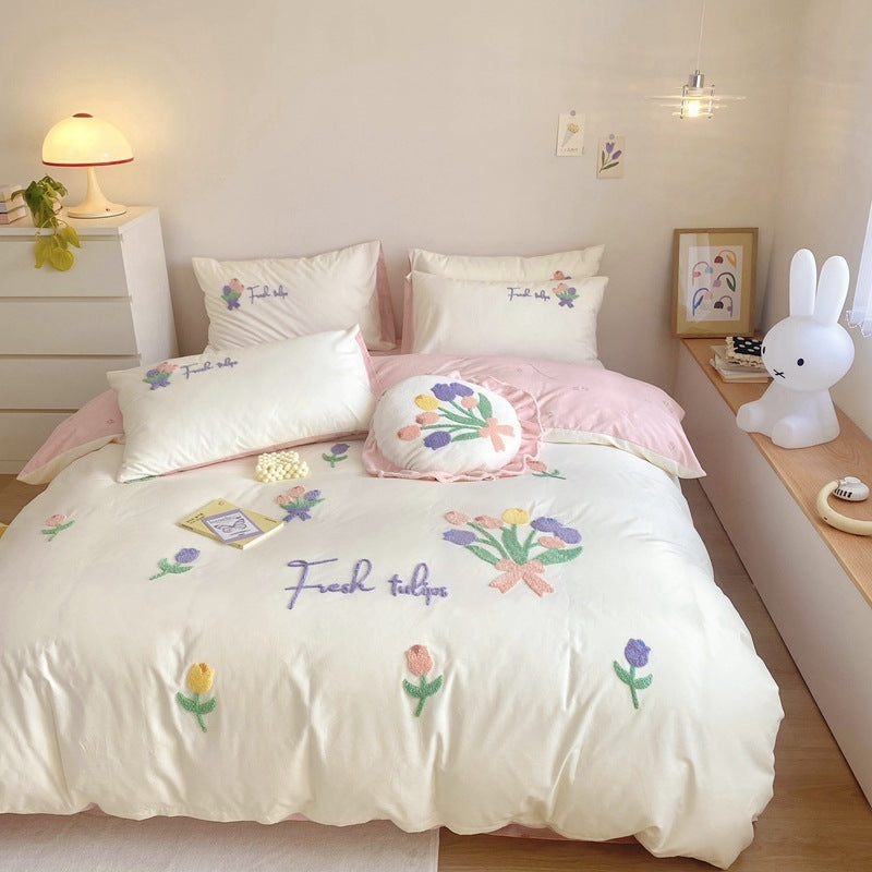 Washed Cotton Embroidered Bedding Set