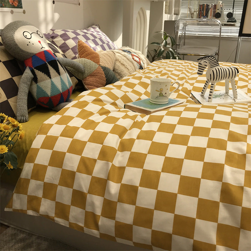 Chessboard Cotton Four-piece Bedding Set