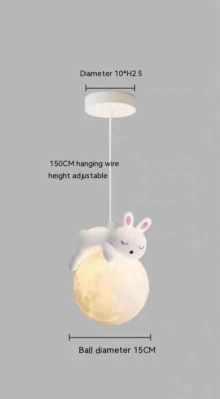 Sleepy Bear and Bunny Globe Pendant Light