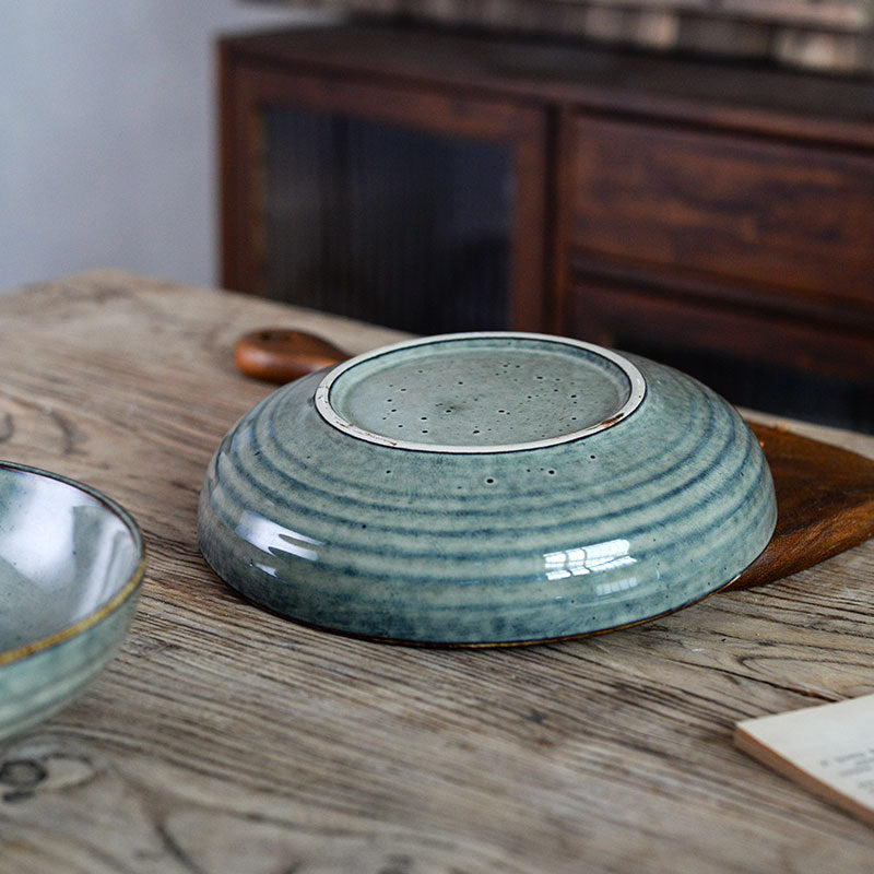 Green Glaze Kiln Japanese Ceramic Bowl