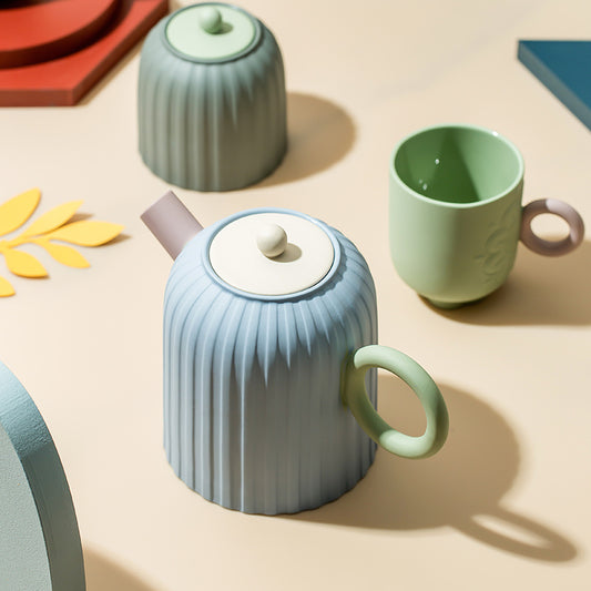 Color Clay Ceramics Teapot and Mug Set