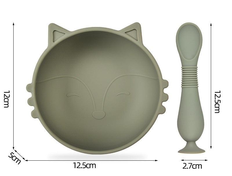 Fox Silicone Bowl and Spoon Set