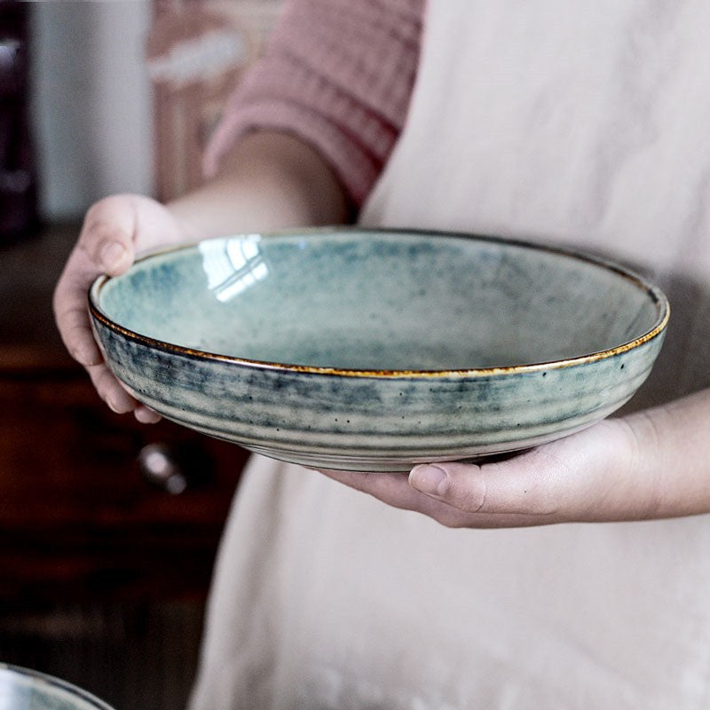 Green Glaze Kiln Japanese Ceramic Bowl