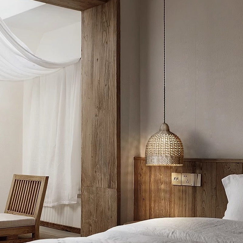 Drum Rattan Ceiling Light