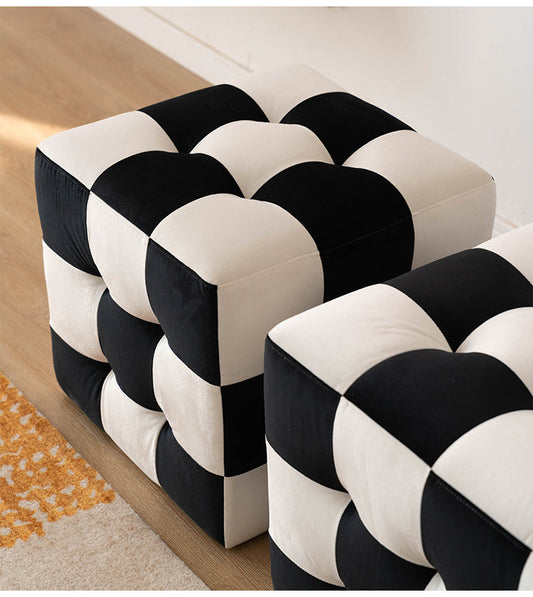 Black And White Chessboard Stool