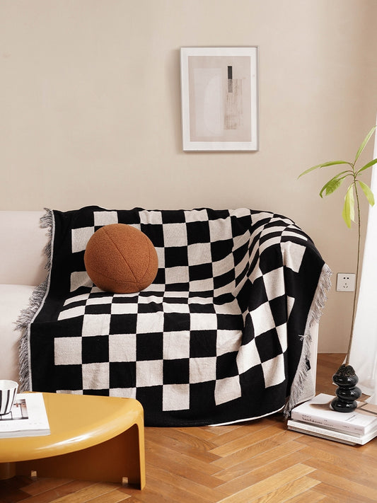 Checkerboard Knitted Blanket