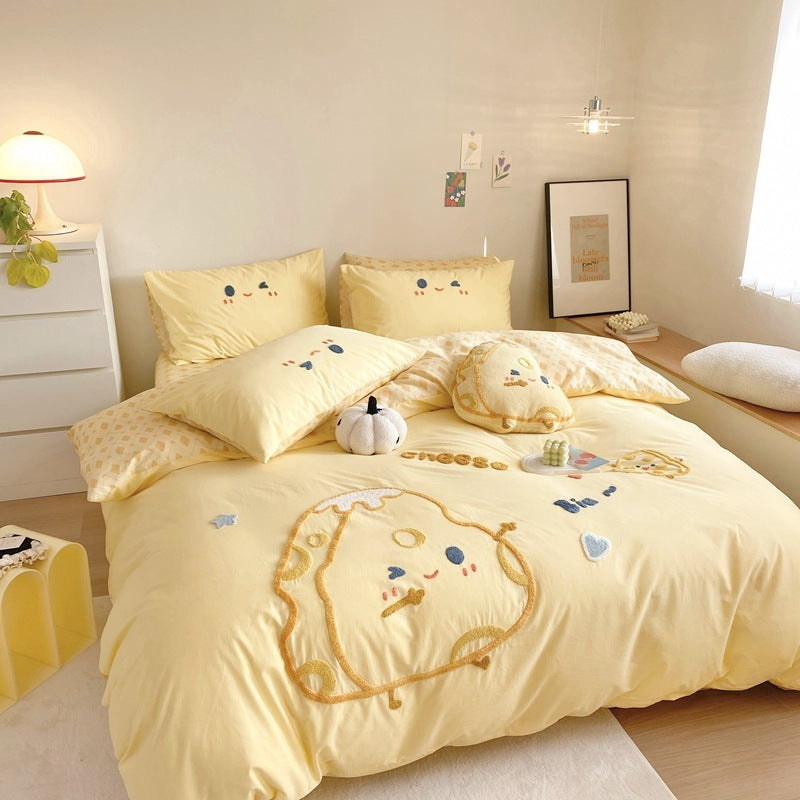 Washed Cotton Embroidered Bedding Set