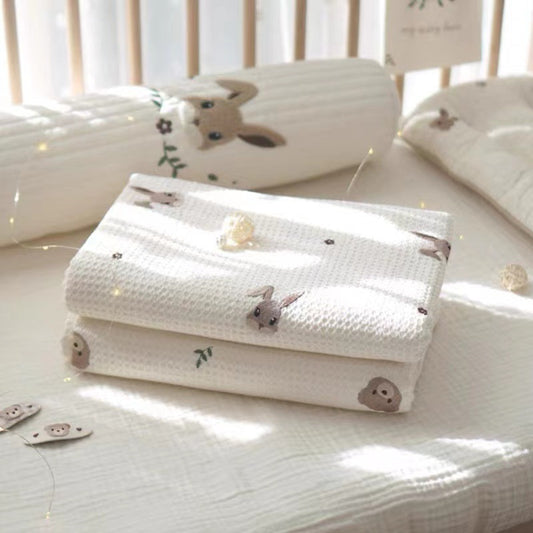 Forest Bear And Rabbit Cotton Blanket