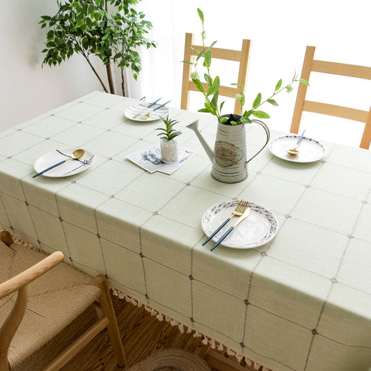 Grid Embroidered Tablecloth