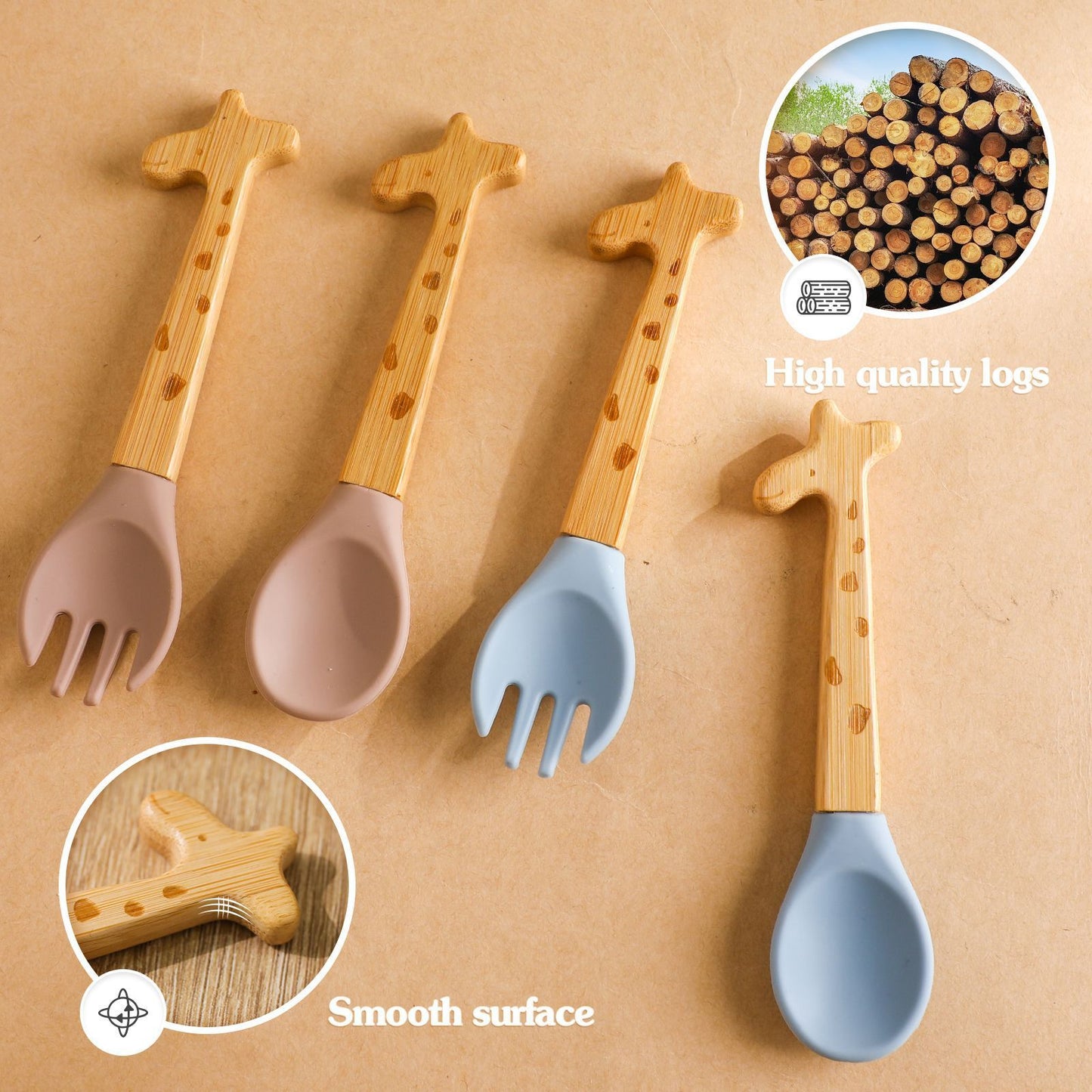 Giraffe&Bear Spoon and Fork Set